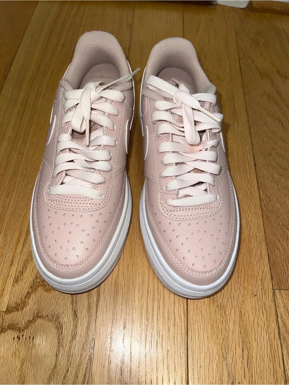 Nike Women’s Low-Top Lace-Up Sneakers in Light Pink and White